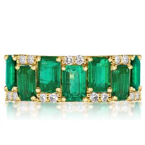 Italo Golden Emerald Cut Emerald Color Wedding Band