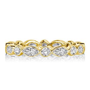 Italo Golden Round & Marquise White Sapphire Wedding Band