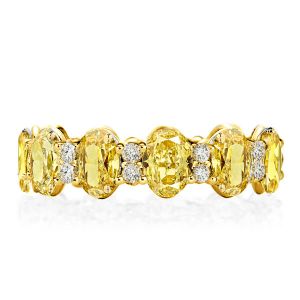 Oval Cut Yellow Topaz Eternity Wedding Band For Women