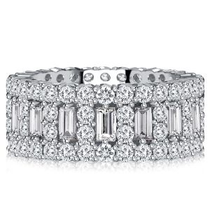 Cubic Baguette Cut Multi Row Eternity Wedding Band For Women