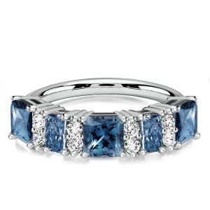 Italo Princess Cut Blue Topze Wedding Band Stacking Ring