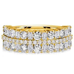 Italo Round Triple Row Half Eternity Wedding Band For Women