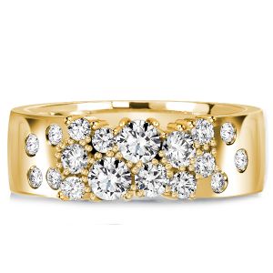 Italo Golden Round Cut White Sapphire Wedding Band In Sterling Silver