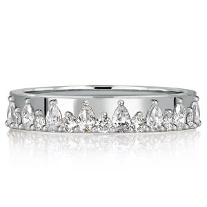 Unique Pear & Round Half Eternity Wedding Band In 925 Silver