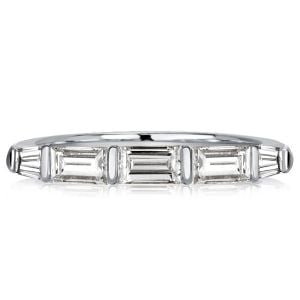 Italo Baguette Bar Setting FIve Stone Half Eternity Band In 925 Silver