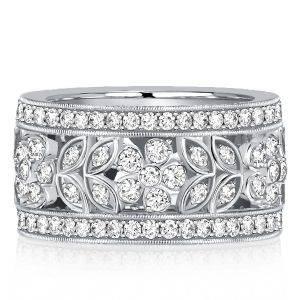 Italo White Sapphire Floral Eternity Band In Sterling Silver