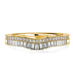 Italo Crown Design Baguette Curved Wedding Ring