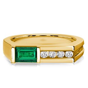 Italo Golden Bar Setting Emerald Green Wedding Band Vintage