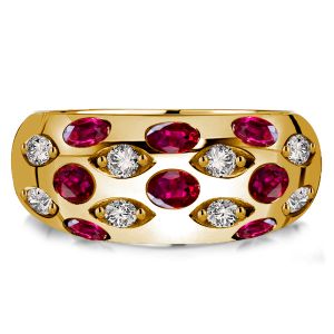 Italo Oval Cut Ruby Band Golden Vintage Dome Ring