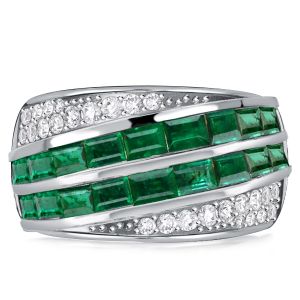 Italo Emerald Green Wedding Band Channel Set Ring