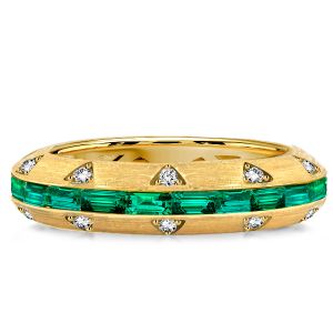 Italo Golden Baguette Emerald Eternity Band Green Emerald Ring