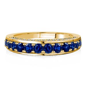 Italo Golden Arc Ring Blue Sapphire Half Eternity Band