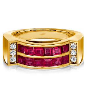 Italo Ruby Band Ring Ascher Cut Wedding Band Anniversary Ring