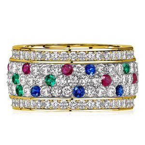Italo Ruby Emerald Band Ring Eternity Anniversary Band Vintage