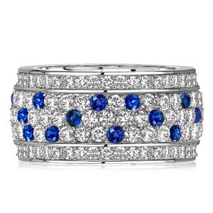 Italo Micro Pave Setting Blue & White Sapphire Eternity Band