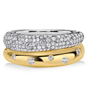 Italo Unique Double Band Ring White Sapphire Bands Anniversary