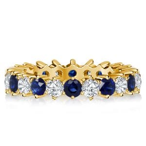 Italo Golden Blue & White Sapphire Thin Wedding Band