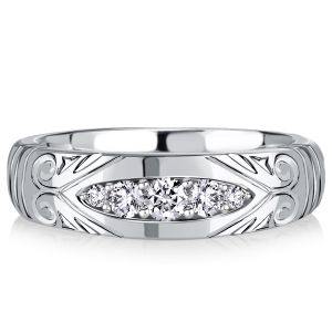 Italo White Sapphire Vintage Wedding Band Anniversary Rings