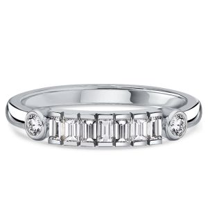 Italo Half-Bezel Baguette Half Eternity Band Travel Wedding Rings