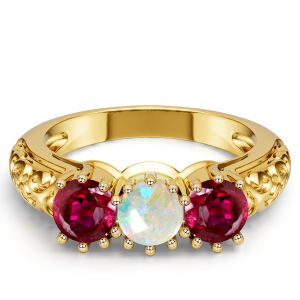Italo Golden Ruby Ring Ruby Wedding Band For Women Opal Rings
