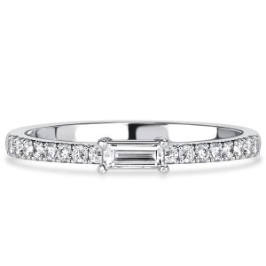 Italo East West White Sapphire Baguette Cut Half Eternity Band