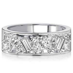 Italo Pear Shaped Baguette Cut Half Eternity Band Anniversarys