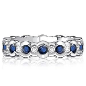 Italo Channel Set White & Blue Sapphire Eternity Band For Women