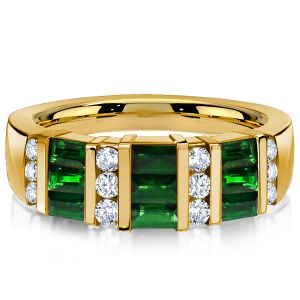 Italo Golden Emerald Green Wedding Band Emerald Green Ring