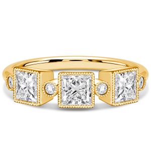 Italo Milgrain Bezel Princess Cut Half Eternity Band Anniversarys