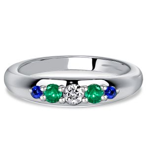Italo 5 Stone Emerald & Blue Sapphire Half Eternity Band