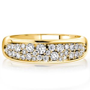 Italo Golden Paved White Sapphire Band Ring Anniversary Rings