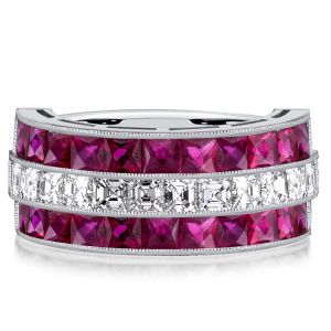 Italo Vintage Ruby Rings Ruby Sapphire Wedding Band