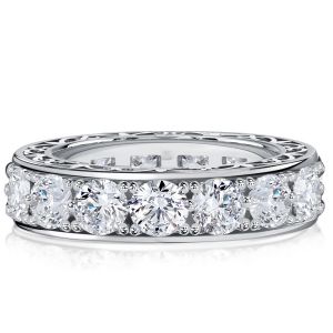 Italo White Round Cut Vintage Wedding Rings Eternity Band For Women