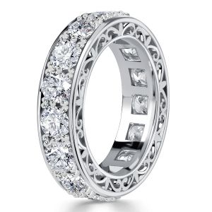 Italo White Round Cut Vintage Wedding Rings Eternity Band For Women
