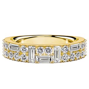 Italo Thin White Sapphire Round & Baguette Cut Half Eternity Band