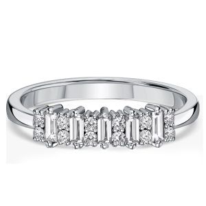 Italo Round & Baguette Wedding Band Rings For Women