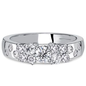 Italo Cluster Design Round Cut White Sapphire Wedding Band Anniversary Rings