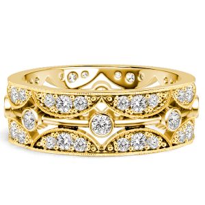 Italo Golden Bezel Setting Round Cut Eternity Band For Women