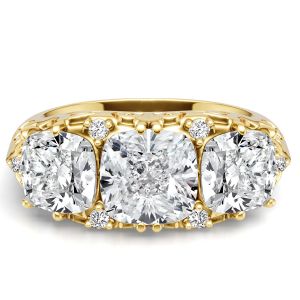 Italo 3 Stone Cushion Cut Half Eternity Band Anniversary Rings