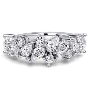 Italo Floral Pear Cut Half Eternity Band For Women Anniversary