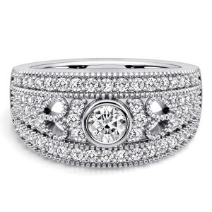 Italo Milgrain Round Cut Half Eternity Band For Women Anniversary
