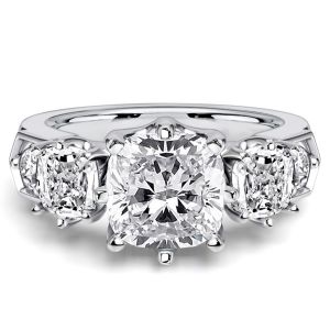 Italo Multi Prong 5 Stone Cushion Cut Half Eternity Band For Women