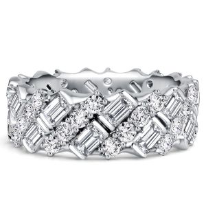 Italo Round & Emerlad Cut Eternity Band For Women Anniversary Rings