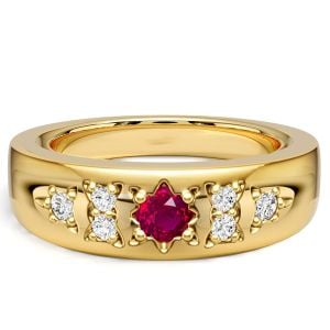 Italo Golden Gypsy Setting Round Cut Ruby Rings For Women