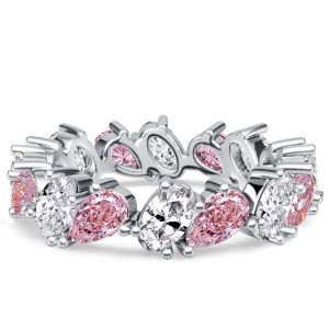 Italo Oval & Pear Cut Pink Sapphire Eternity Band For Women