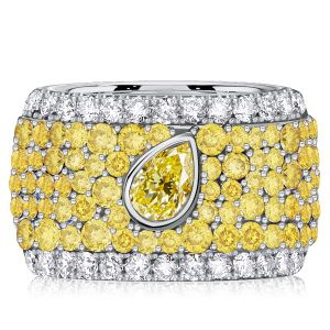 Italo Micro-pave Emerald & Pear Cut Yellow Topaz Eternity Band For Women