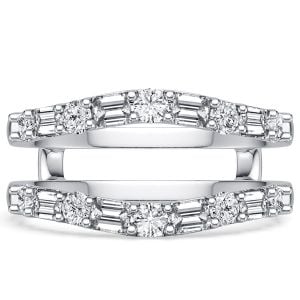 Italo Curved Emerald & Round Cut Enhancer Wedding Band For Women