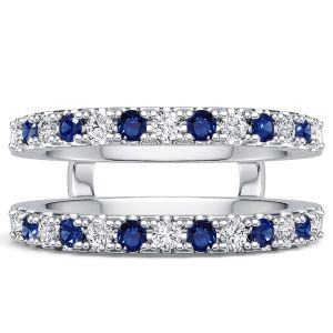 Italo Round Cut White & Blue Sapphire Enhancer Wedding Band
