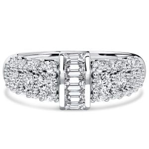 Italo Unique Channel Set Emerald & Round Cut Anniversary Band Ring