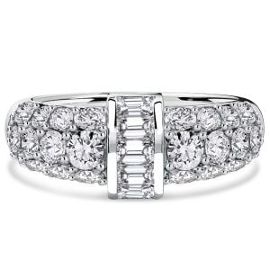 Italo Unique Channel Set Emerald & Round Cut Anniversary Band Ring